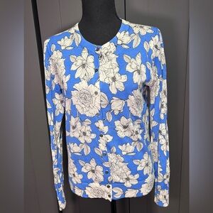 Banana Republic Blue and White Floral Cardigan